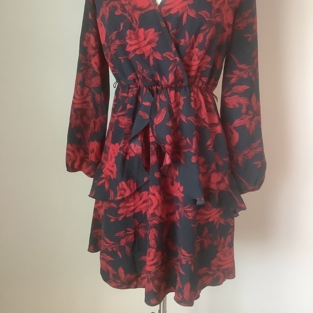 NEW Women Dress V Neck Floral Mini Party Dress‎ M - Picture 9 of 14